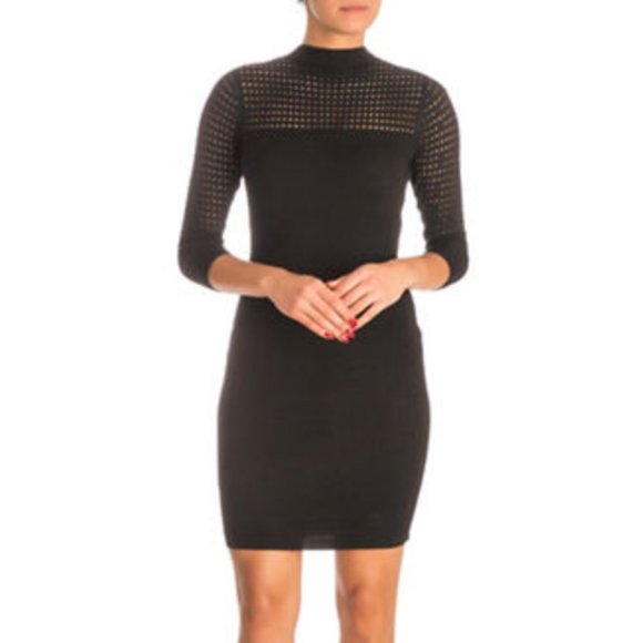 Guess by Marciano Dresses & Skirts - GUESS LOS ANGELES POINTELLE LITTLE BLACK SWEATER DRESS
